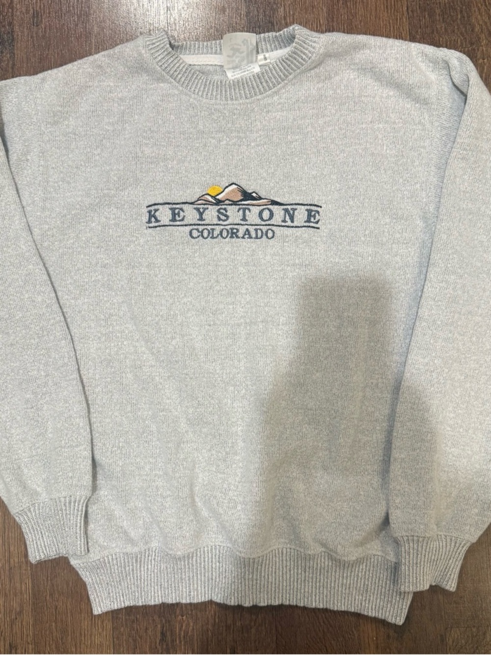 Vintage Keystone Men's Light Gray Crewneck Sweater large